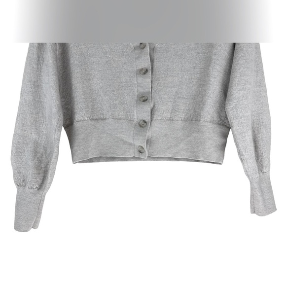 Babaton Merino Wool Cropped Cardigan Woman’s Small Beige Button Front V Neck - Picture 10 of 10